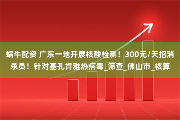 蜗牛配资 广东一地开展核酸检测！300元/天招消杀员！针对基孔肯雅热病毒_筛查_佛山市_核算