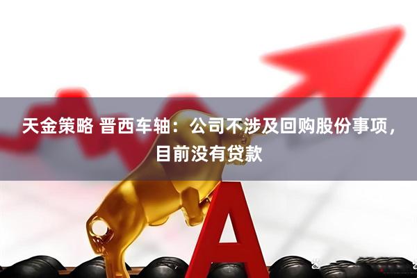 天金策略 晋西车轴：公司不涉及回购股份事项，目前没有贷款